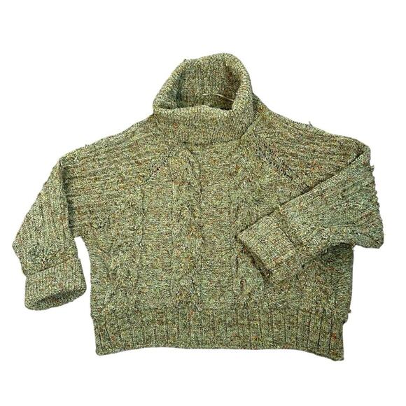 Moon & Madison Cropped Pullover Sweater Cowl Neck Sage Green Rust Size S - Picture 1 of 6